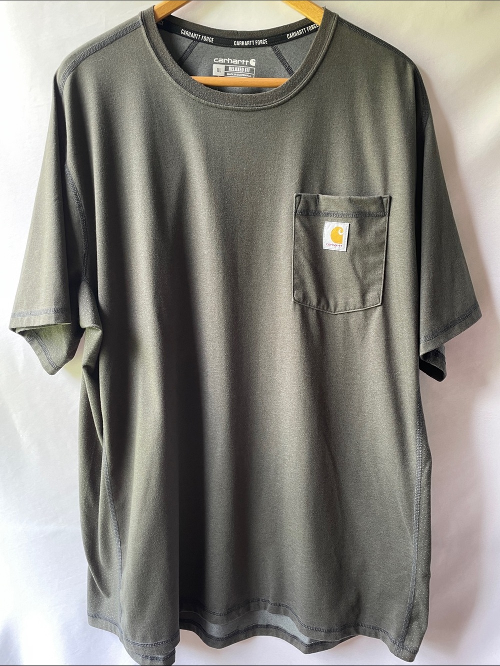 Carhartt Force Relaxed Fit Olive Green Short-Sleeve Pocket Tee Sz XL